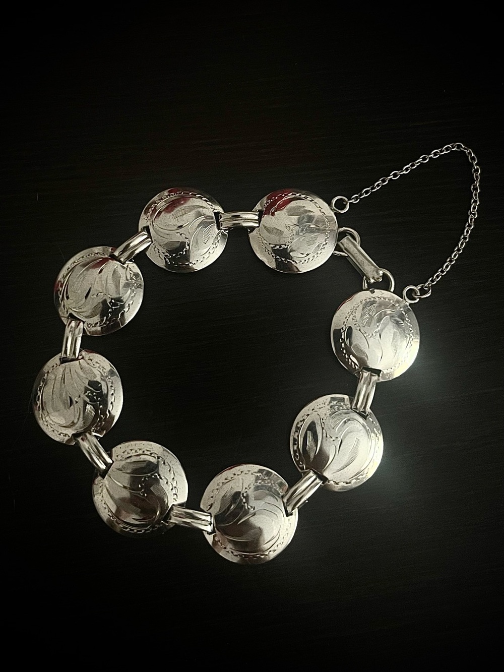 Vintage Sterling Silver Mid-Century Bond Boyd Circular Link Chain Bracelet